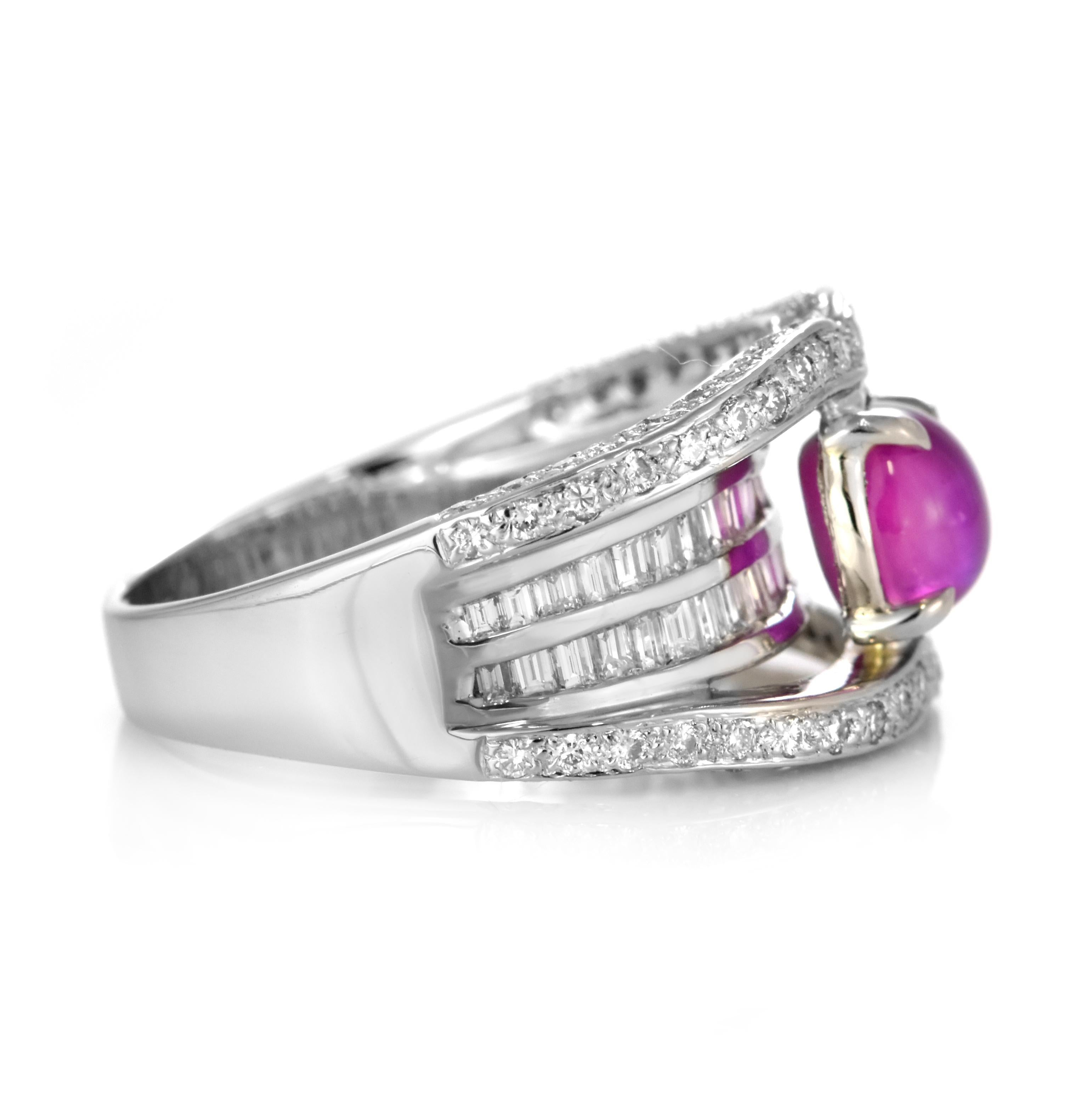 GIA Cert. 2,14 Karat natürlicher burmesischer Sternrubin und Diamantring aus Platin im Angebot 2