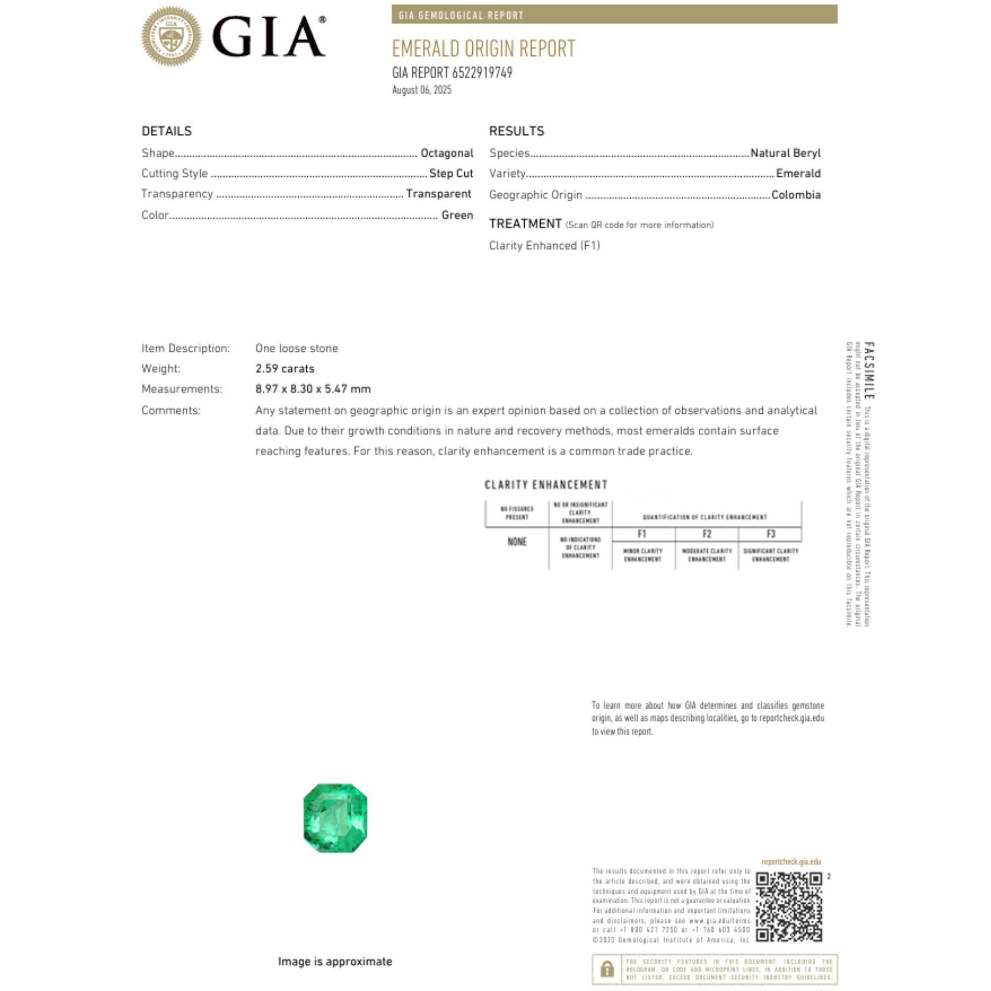 Certificado GIA Esmeralda colombiana de 2,59 quilates y diamante Anillo de cóctel de oro y platino Moderno en venta