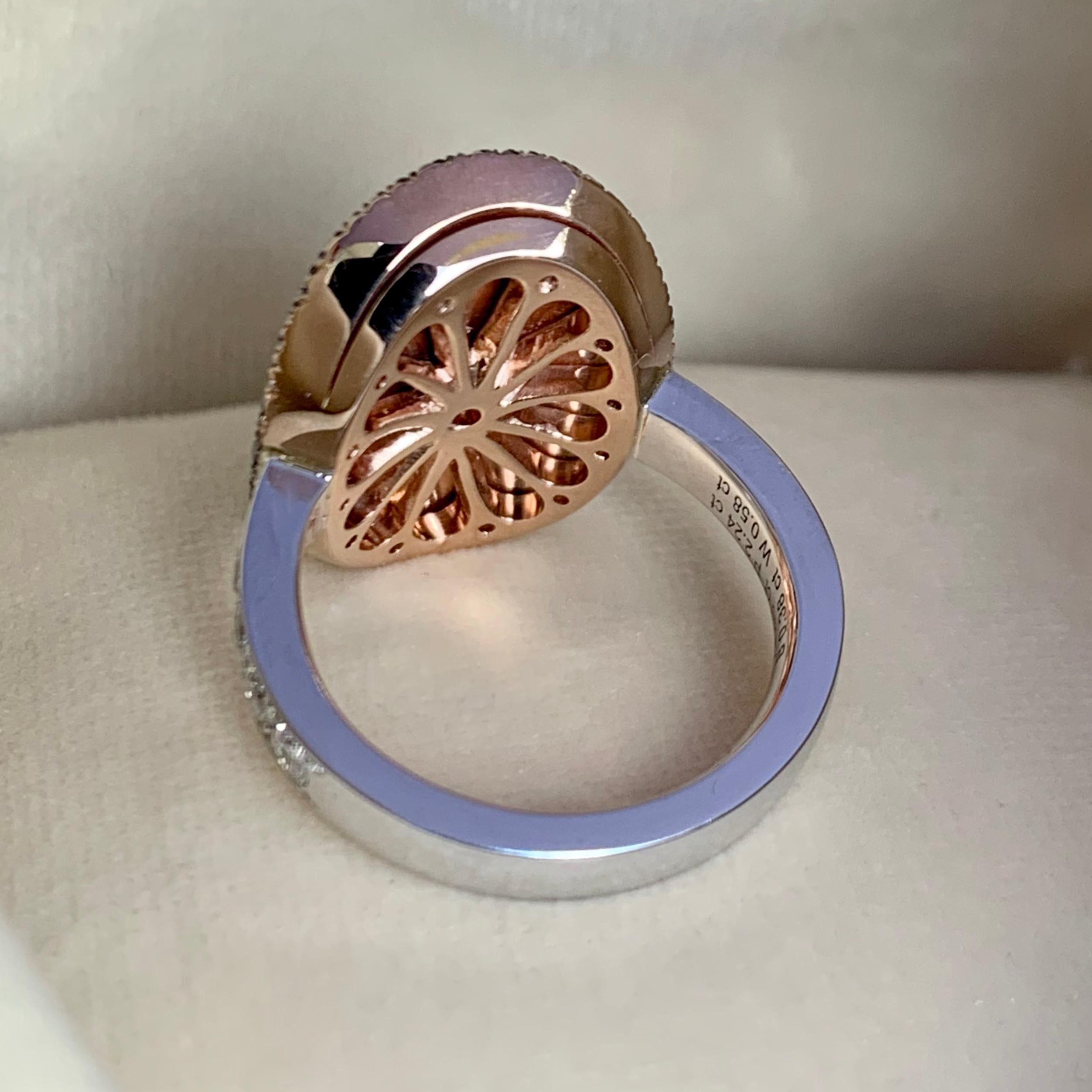 GIA Certified 3 Ct. Pear Shape Rose-Cut Diamond Pink, Blue Diamond Cocktail Ring 8