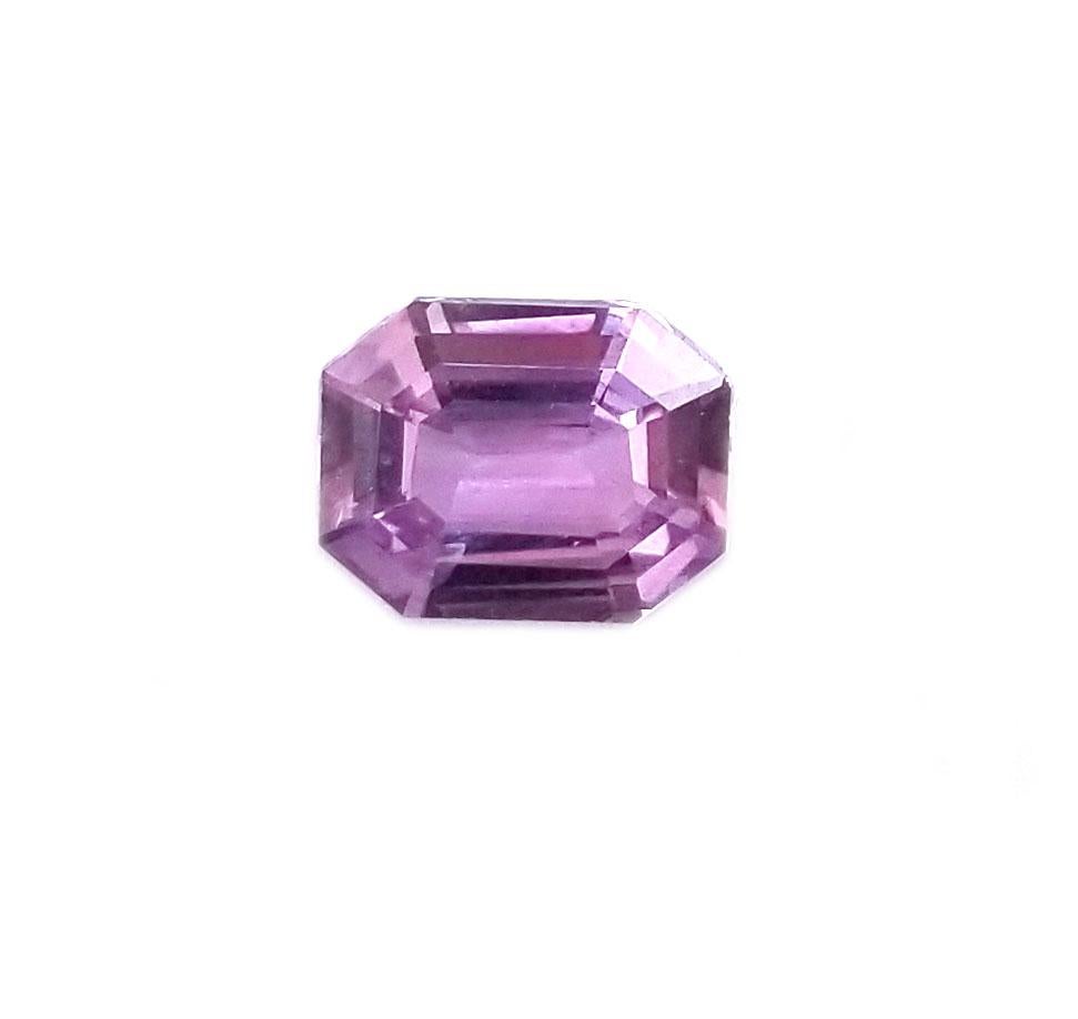 Emerald Cut  GIA Cert, 3.13 No Heat Ceylon Purple Sapphire with 18kt White Gold and Dia Mtg.