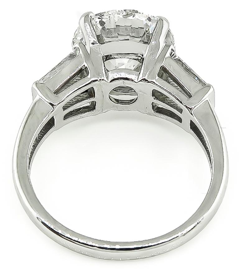 Round Cut GIA Certified 4 Carat Diamond Platinum Engagement Ring