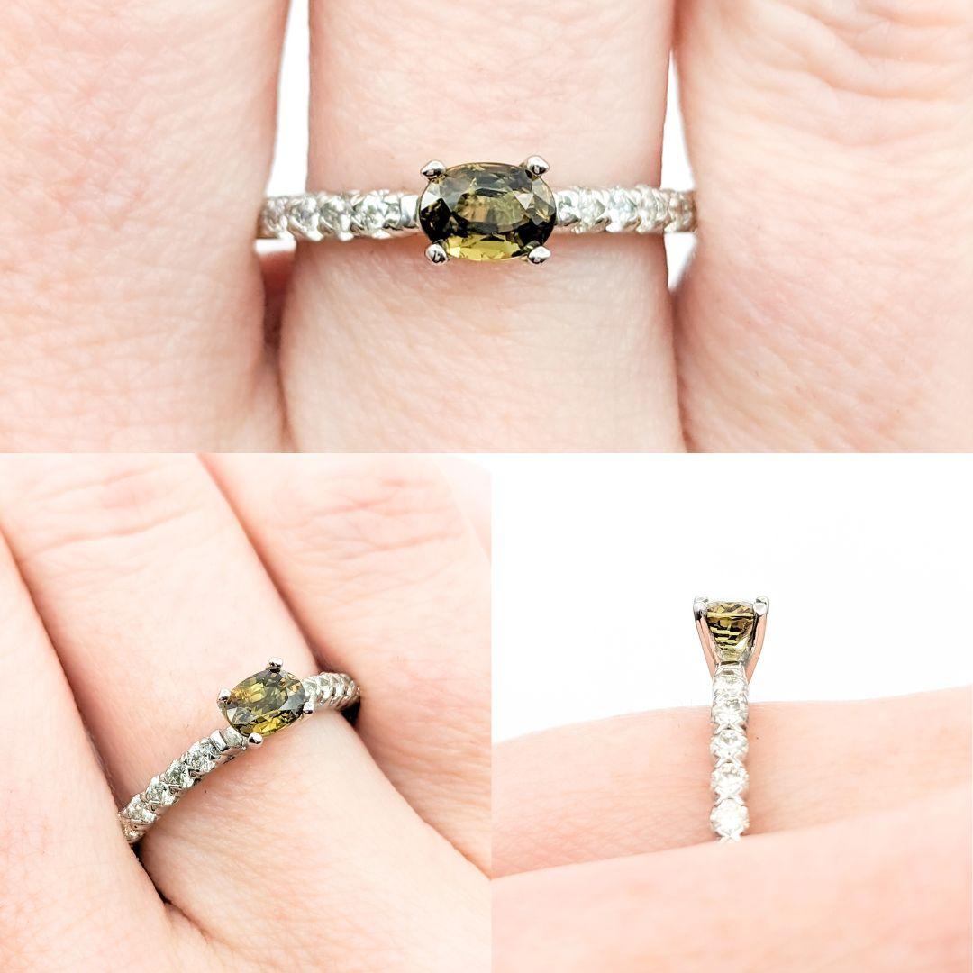 GIA Cert .62ct Natural Alexandrite & Diamond Ring in Platinum

Introducing this stunning ring, meticulously crafted in Platinum (950pt). It showcases a mesmerizing .62ct natural Alexandrite centerpiece accented by .59ctw of round diamonds. The