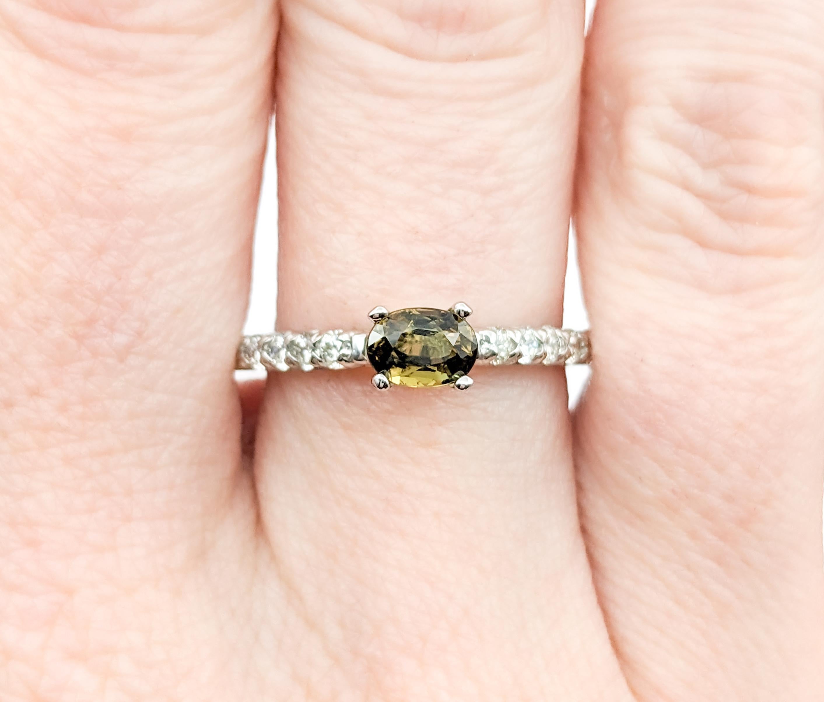 GIA Cert .62ct Natural Alexandrite & Diamond Ring in Platinum For Sale 1