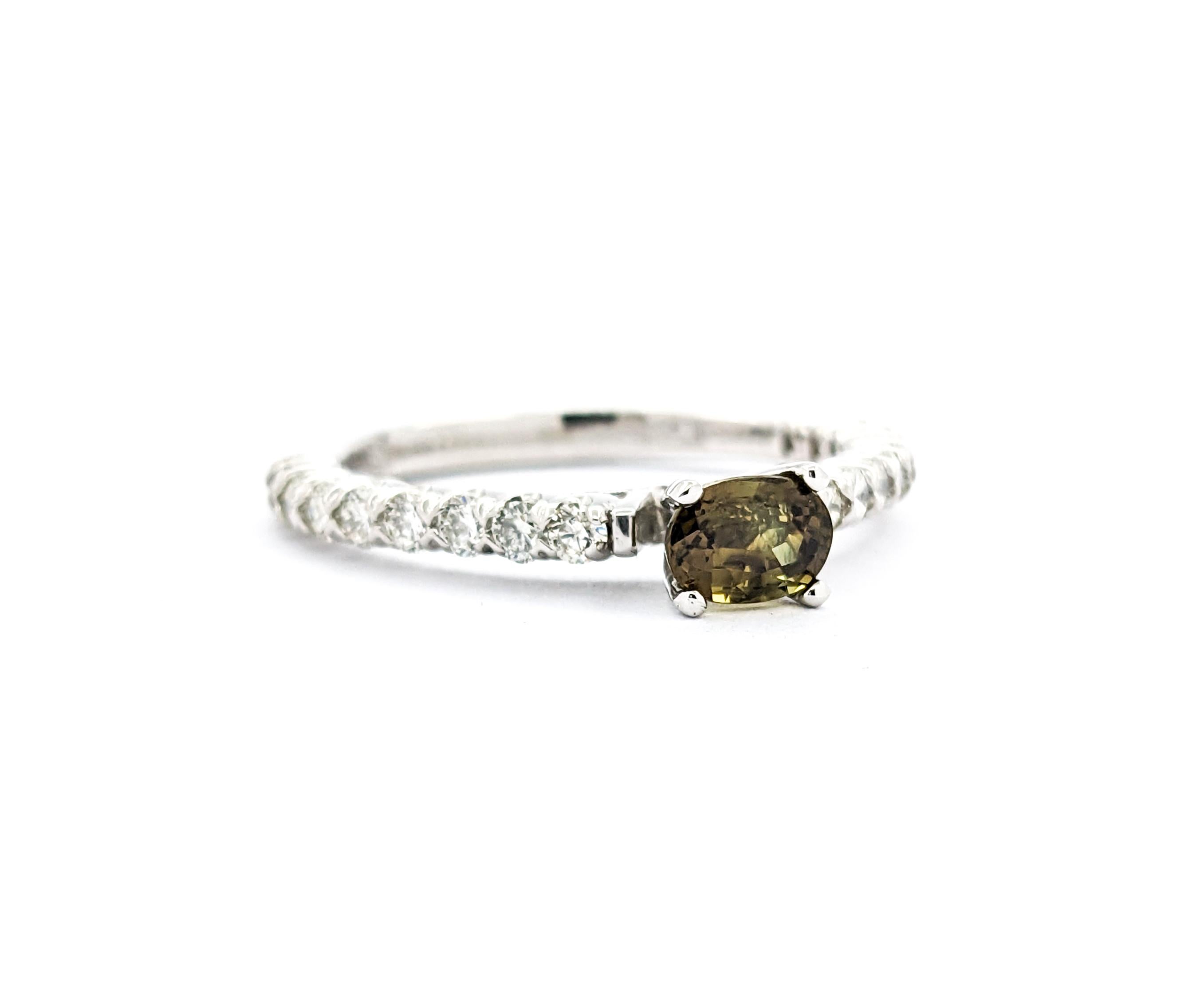 GIA Cert .62ct Natural Alexandrite & Diamond Ring in Platinum For Sale 2
