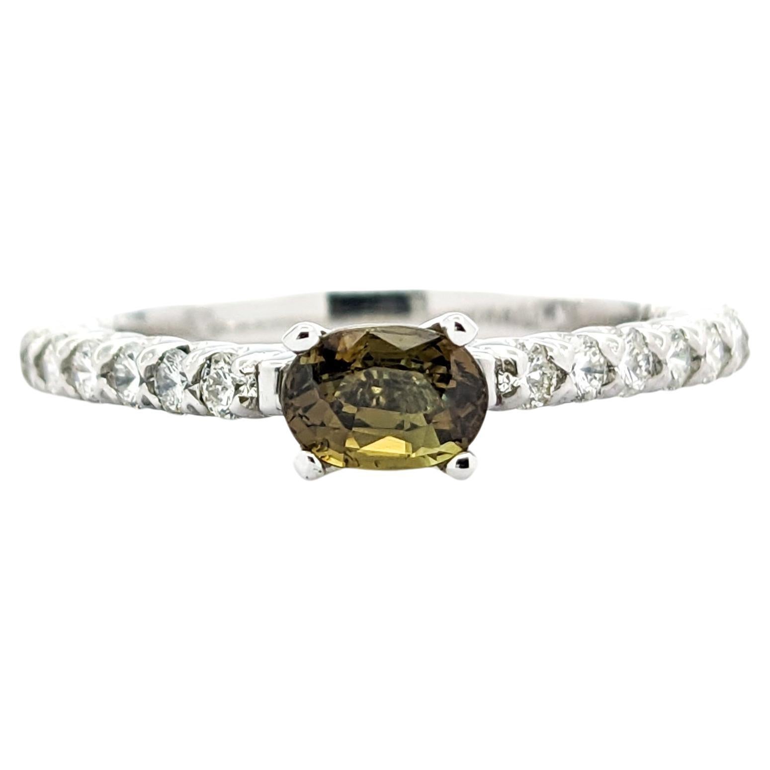 GIA Cert .62ct Natural Alexandrite & Diamond Ring in Platinum