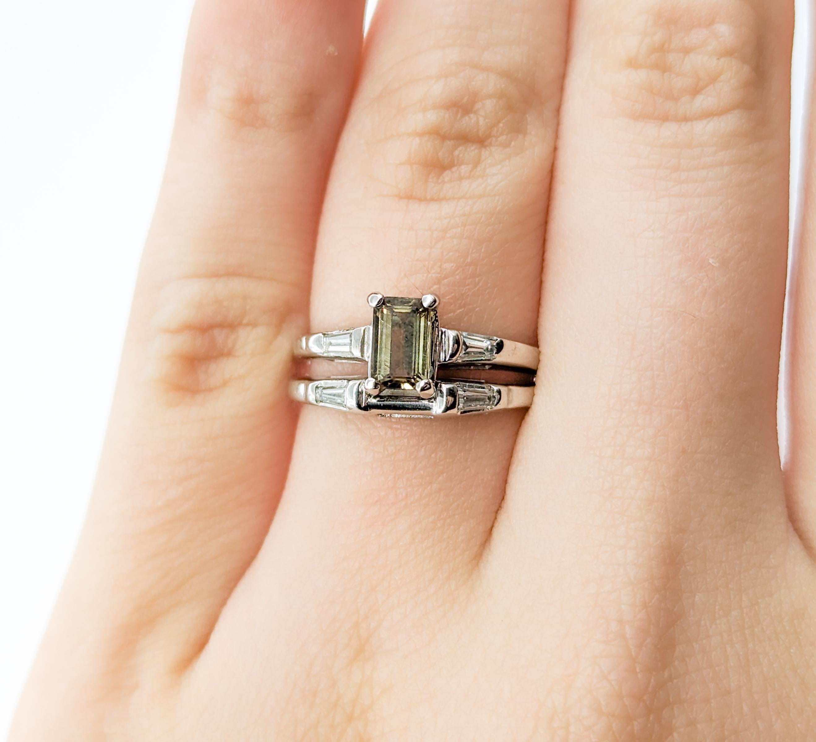 GIA Cert .77ct Alexandrit & Diamant Vintage Hochzeit Set in Weißgold 1