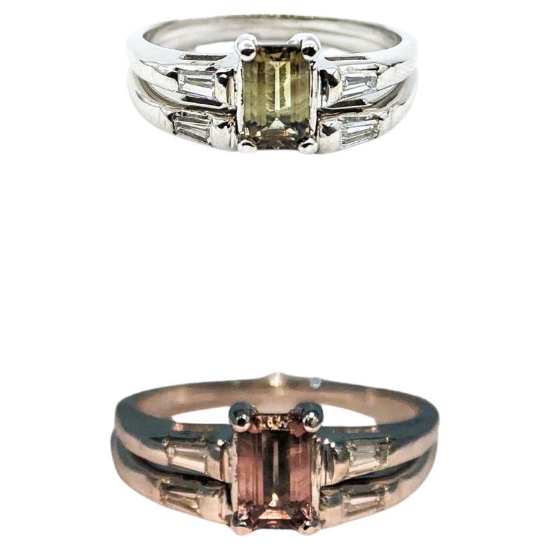 GIA Cert .77ct Alexandrit & Diamant Vintage Hochzeit Set in Weißgold