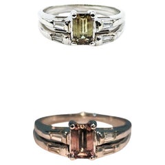 GIA Cert .77ct Alexandrit & Diamant Vintage Hochzeit Set in Weißgold