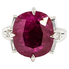 Anello con rubino e diamante naturale di 8,94 carati con certificato GIA e platino