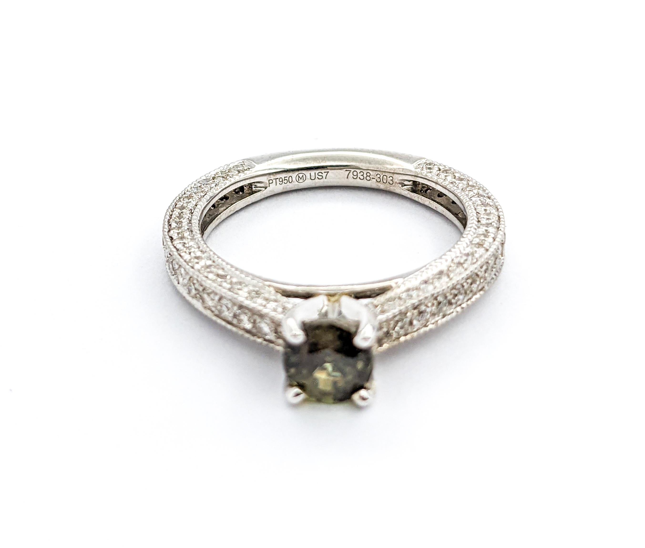 GIA Cert .91ct Alexandrite & Diamond Ring in Platinum For Sale 4
