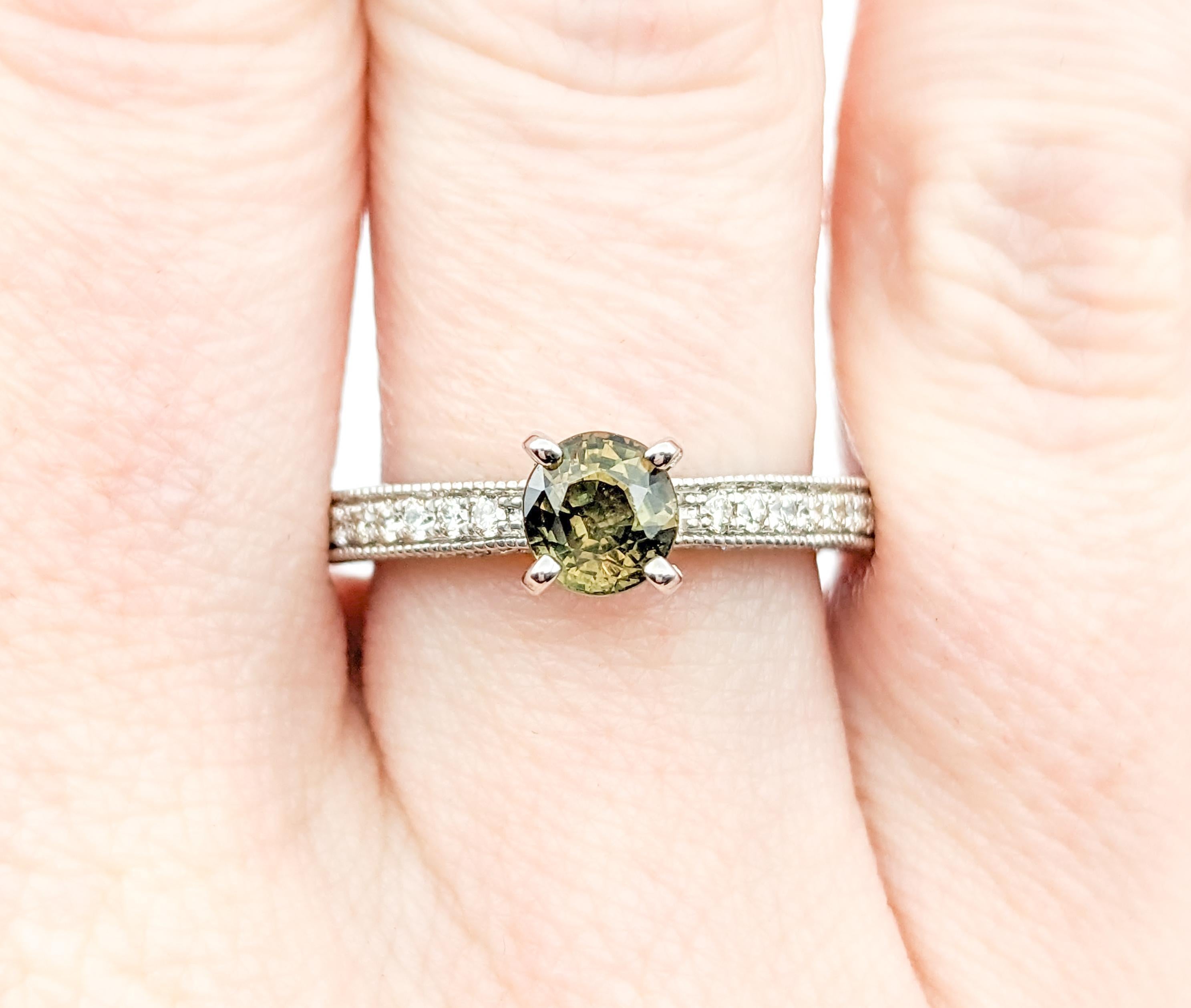GIA Cert .91ct Alexandrite & Diamond Ring in Platinum In Excellent Condition For Sale In Bloomington, MN