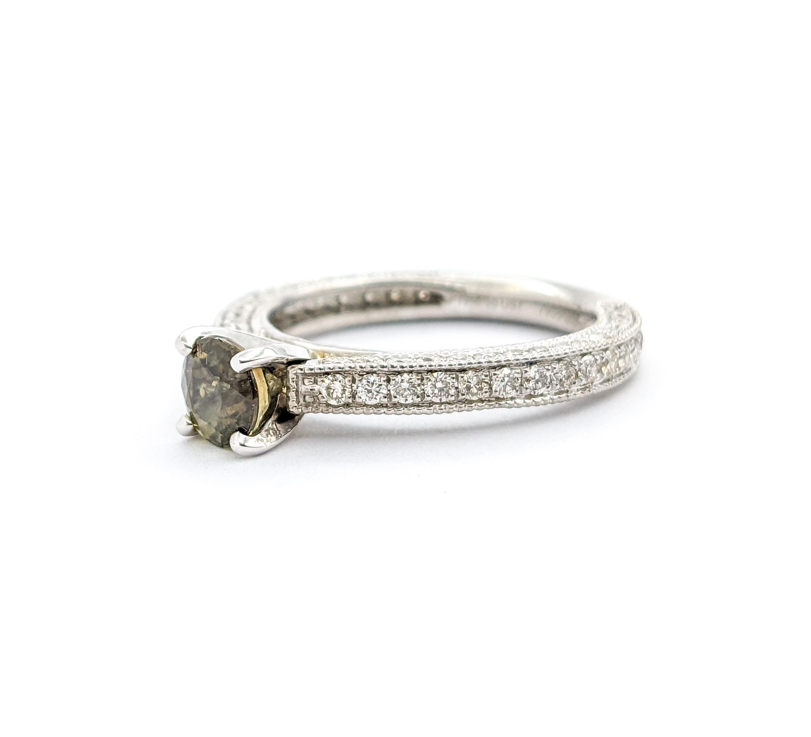 GIA Cert .91ct Alexandrite & Diamond Ring in Platinum For Sale 3