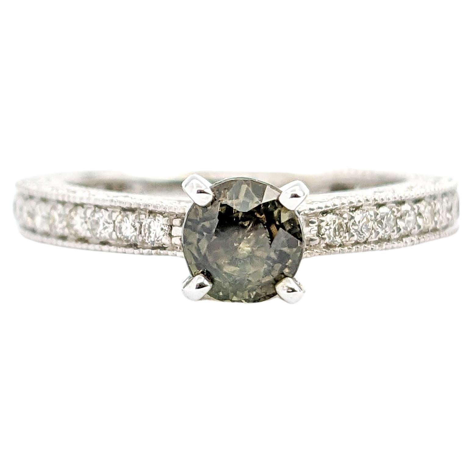 GIA Cert .91ct Alexandrite & Diamond Ring in Platinum For Sale