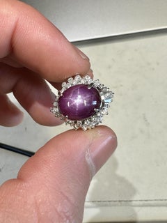 GIA Cert. 9.72 Carat No Heat Star Ruby & Diamond Platinum Cocktail Ring