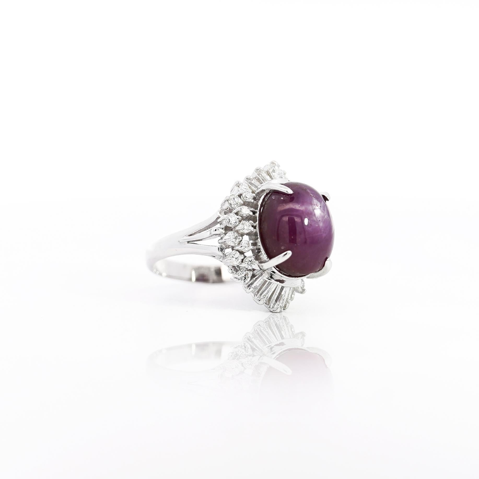 GIA Cert. 9.72 Carat No Heat Star Ruby & Diamond Platinum Cocktail Ring For Sale 1