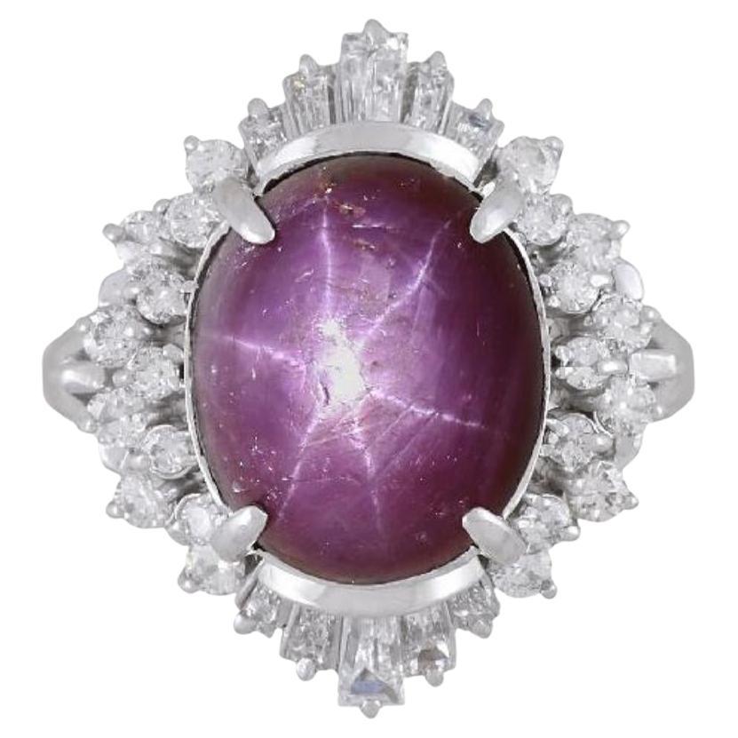 GIA Cert. 9.72 Carat No Heat Star Ruby & Diamond Platinum Cocktail Ring