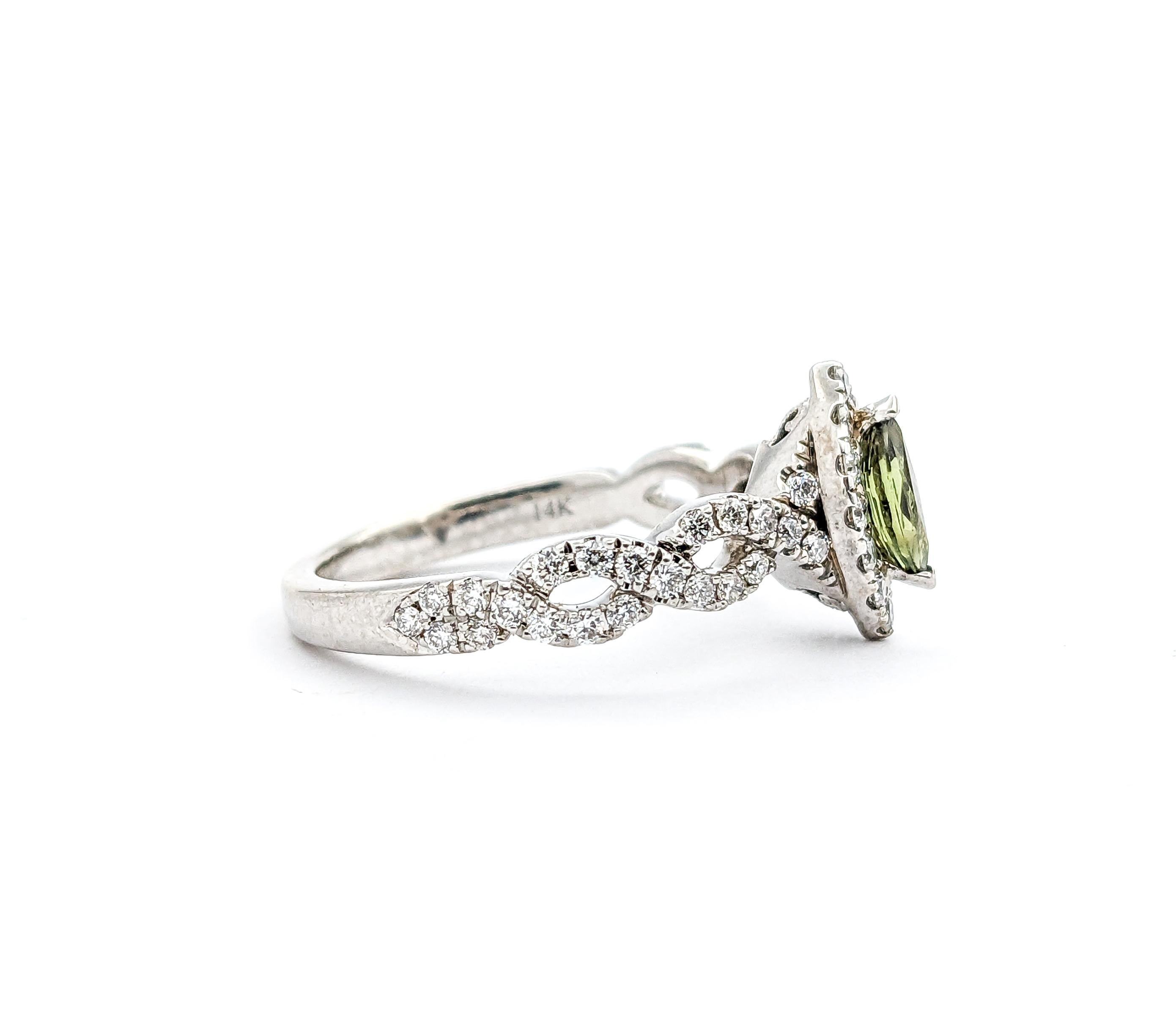 GIA Cert Natural Alexandrite & Diamond Engagement Ring In White Gold For Sale 6