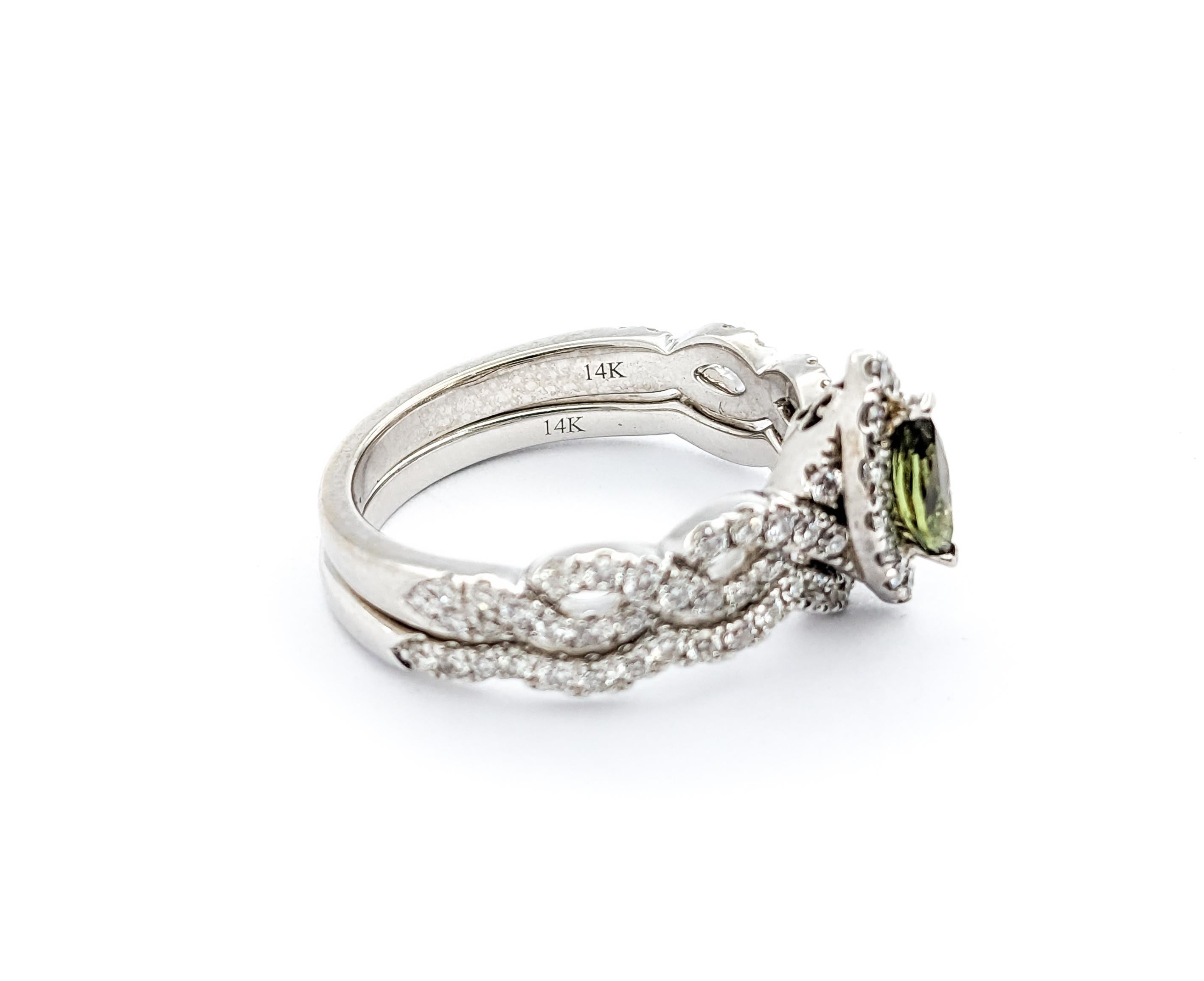 GIA Cert Natural Alexandrite & Diamond Engagement Ring In White Gold For Sale 7