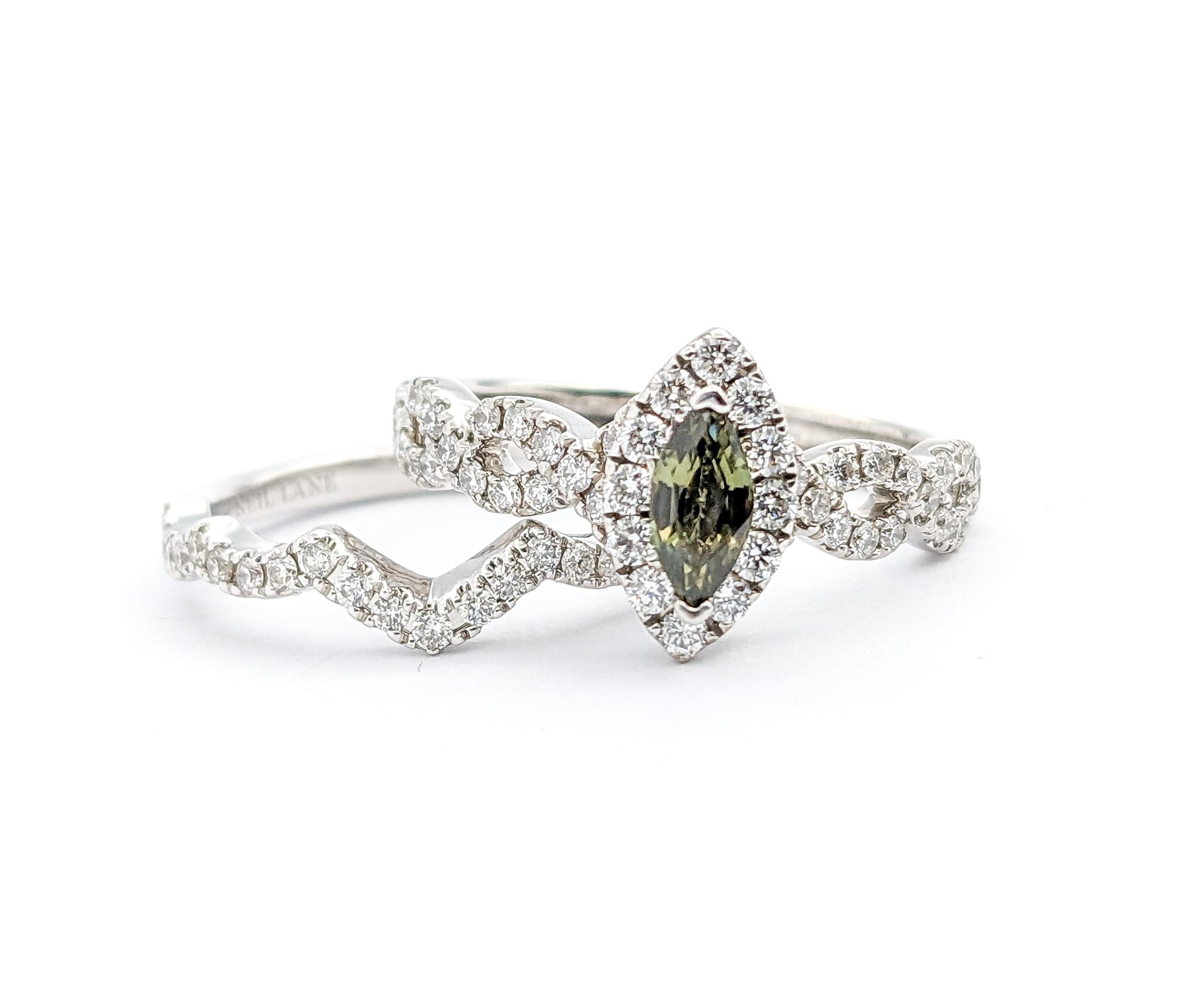 GIA Cert Natural Alexandrite & Diamond Engagement Ring In White Gold For Sale 8