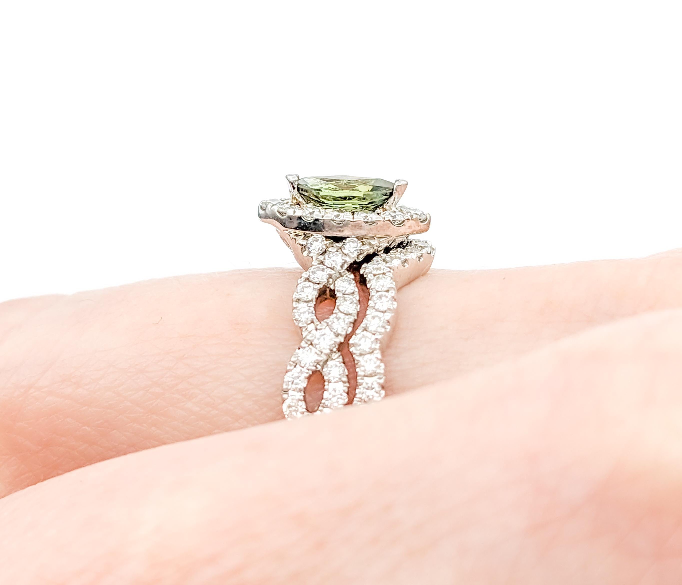 GIA Cert Natural Alexandrite & Diamond Engagement Ring In White Gold In Excellent Condition For Sale In Bloomington, MN