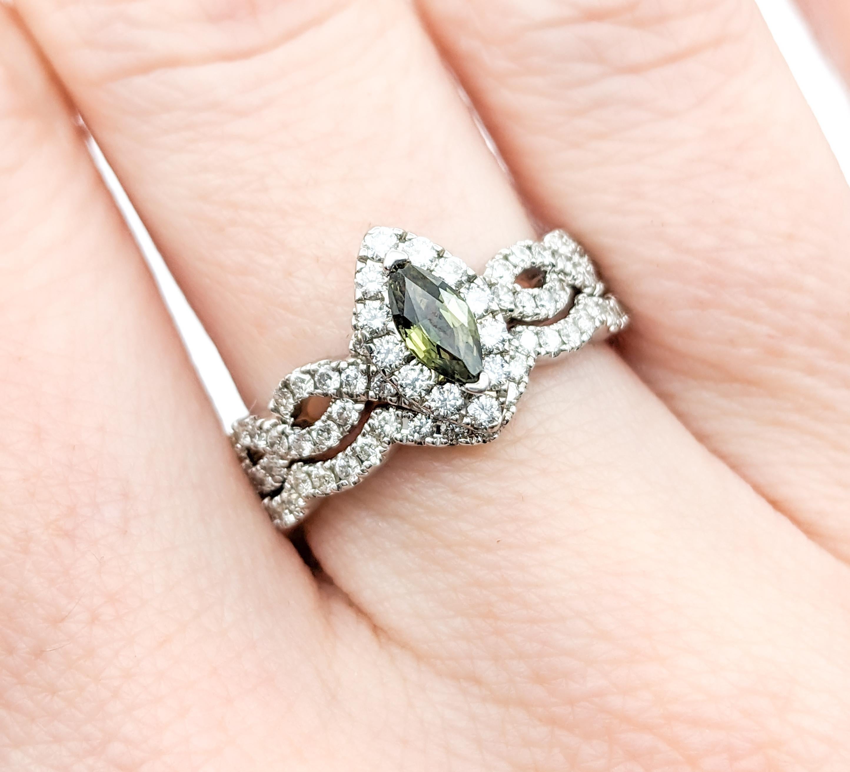 Women's GIA Cert Natural Alexandrite & Diamond Engagement Ring In White Gold For Sale