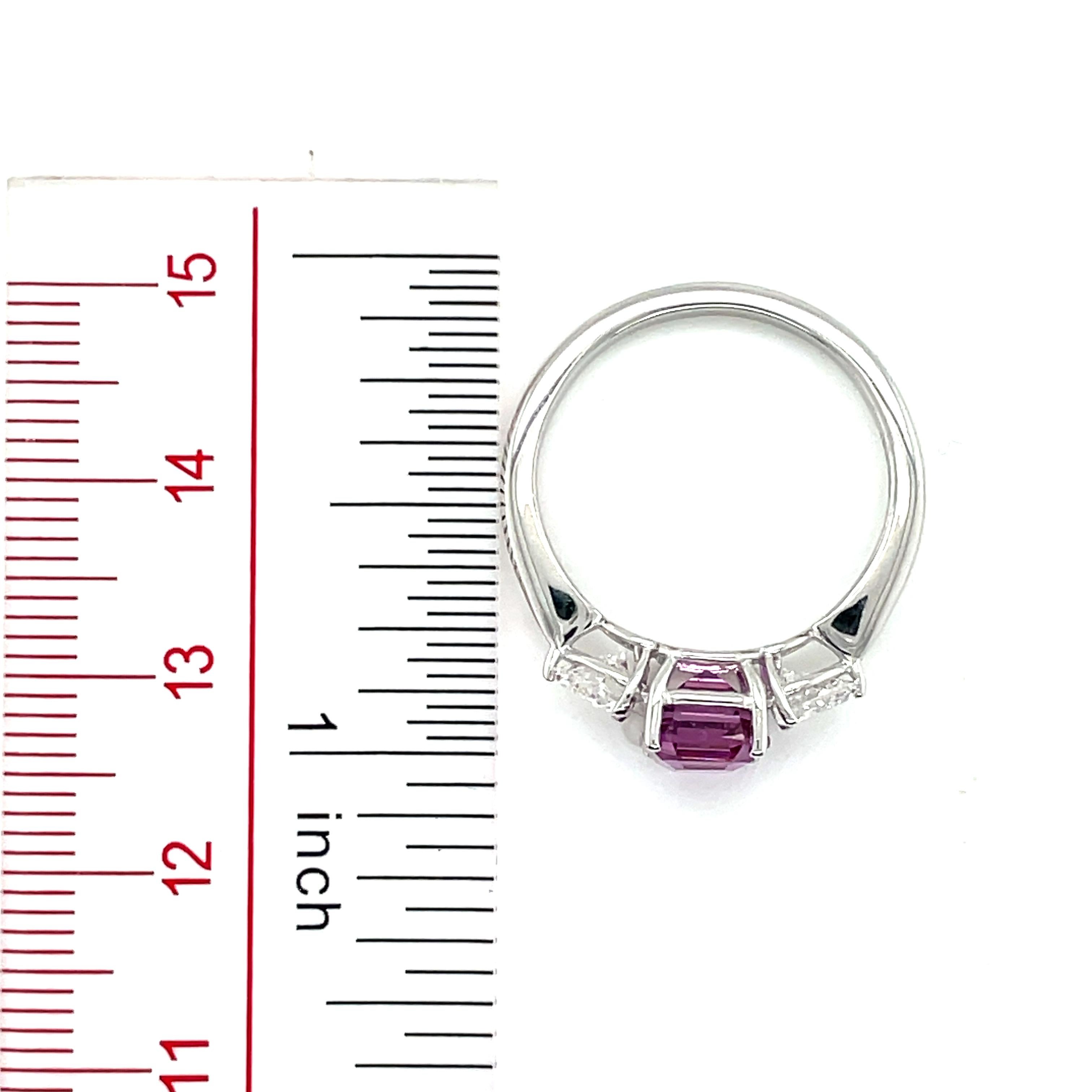 GIA Cert No Heat Purplish Pink Sapphire Cts 2.26 Heart Diamond Engagement Ring For Sale 4