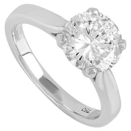 GIA Cert Round Brilliant Cut Diamond Solitaire Engagement Ring 2.08ct E/VVS2 For Sale