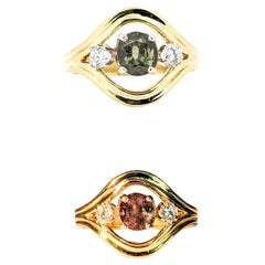 Anello vintage con alessandrite e diamante da 0,84 carati in oro giallo, certificato GIA