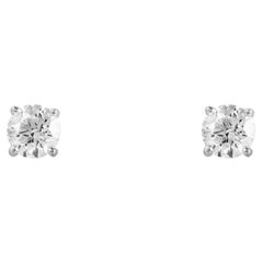 GIA Cert White Gold Round Brilliant Cut Diamond Earrings 1.40ct TDW