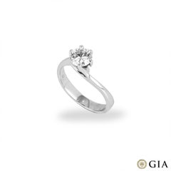 GIA Cert White Gold Round Brilliant Cut Diamond Engagement Ring 1.07ct J/SI1
