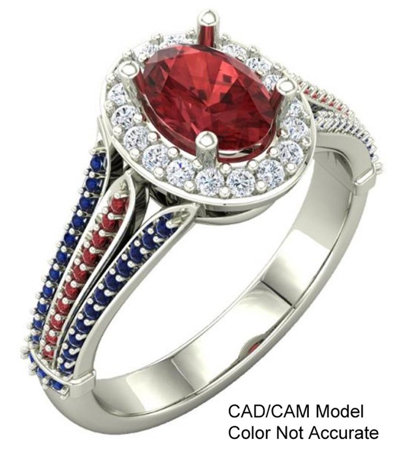 Women's GIA Certed Padparadscha Sapphire w/Diamonds Blue/Pad Sapphire Melee in 18kt Ring For Sale