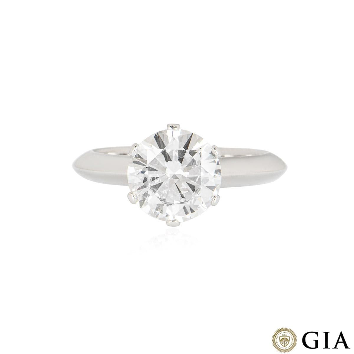 Round Cut GIA Certed Platinum Round Brilliant Cut Diamond Ring 2.01ct G/SI2 For Sale