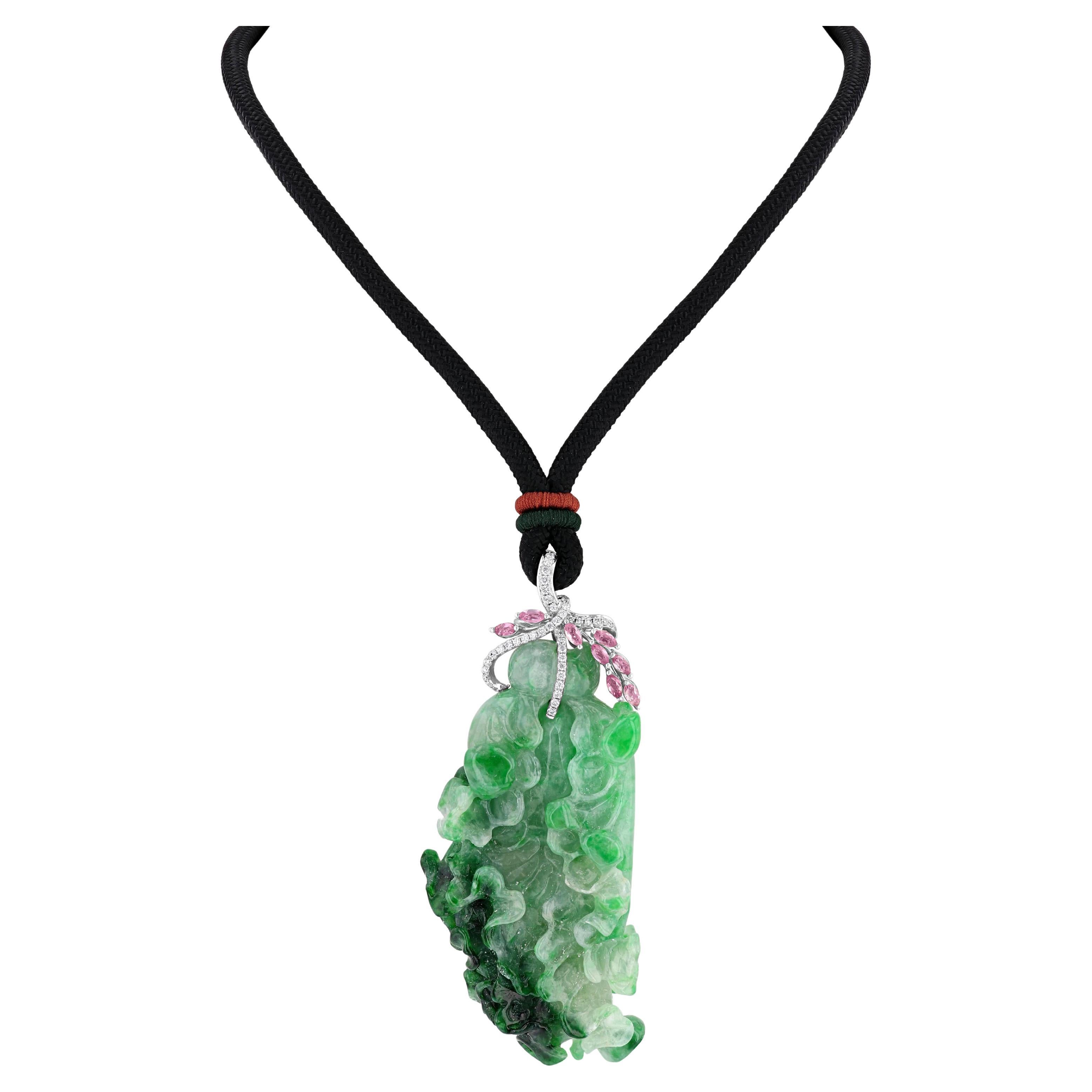 GIA Certfied Jadeite Jade Pendant with Diamonds