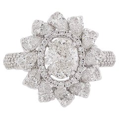 GIA Certfied ring with Oval shape center diamond and 12 Pear shape diamonds