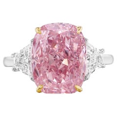 GIA Certied 7 Carat Fancy Light Pink Cushion Cut Diamond Ring