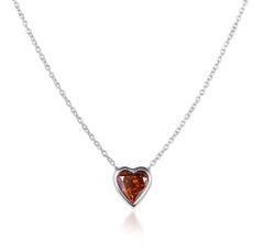 Issac Nussbaum GIA Certified 0.91 Carat Natural Orange Heart Shape Necklace