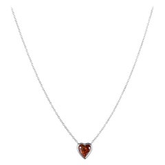 GIA Certifed 0.91 Carat Orange Heart Shape Diamond Pendant Necklace