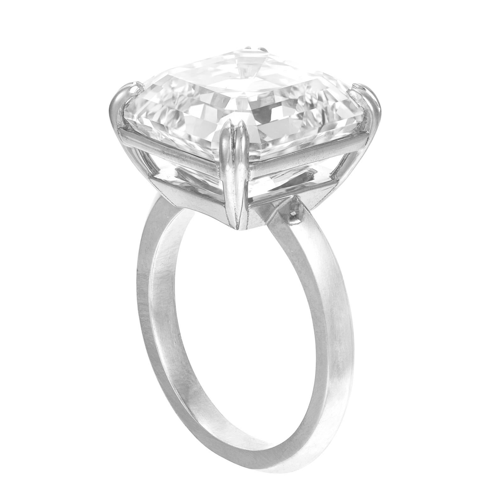 Asscher Cut GIA Certifed 4 Carat Emerald Cut  Engagement Platinum Ring For Sale