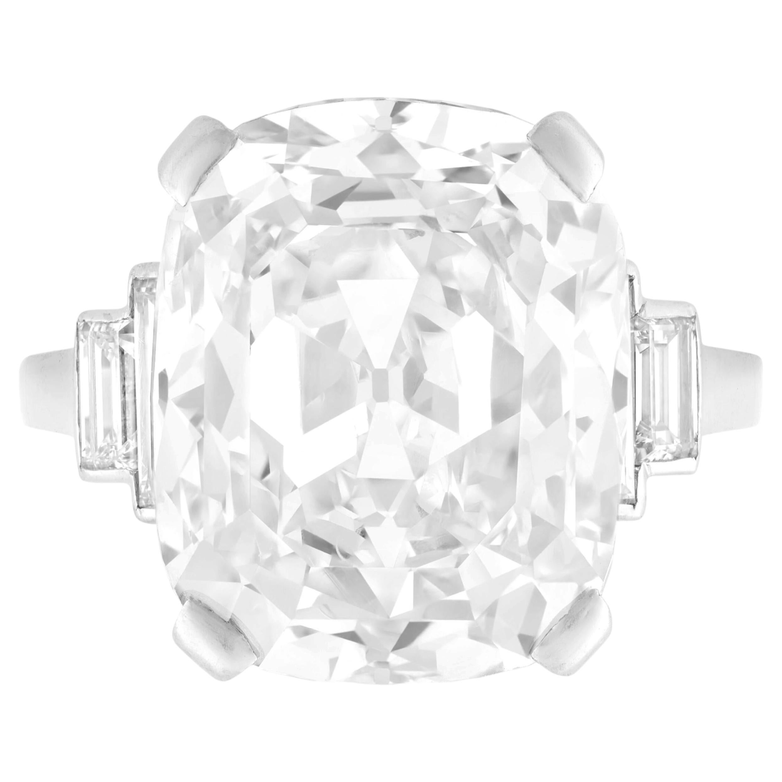 GIA Certifed 4 Carat Old Mine Cut Engagement Platinum Ring
