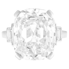 GIA Certifed 4 Carat Old Mine Cut Engagement Platinum Ring