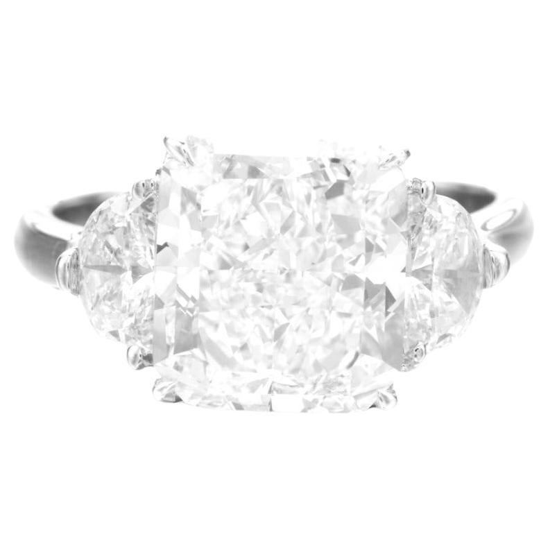 GIA Certifed 4 Carat Square Radiant Cut Engagement Platinum Ring