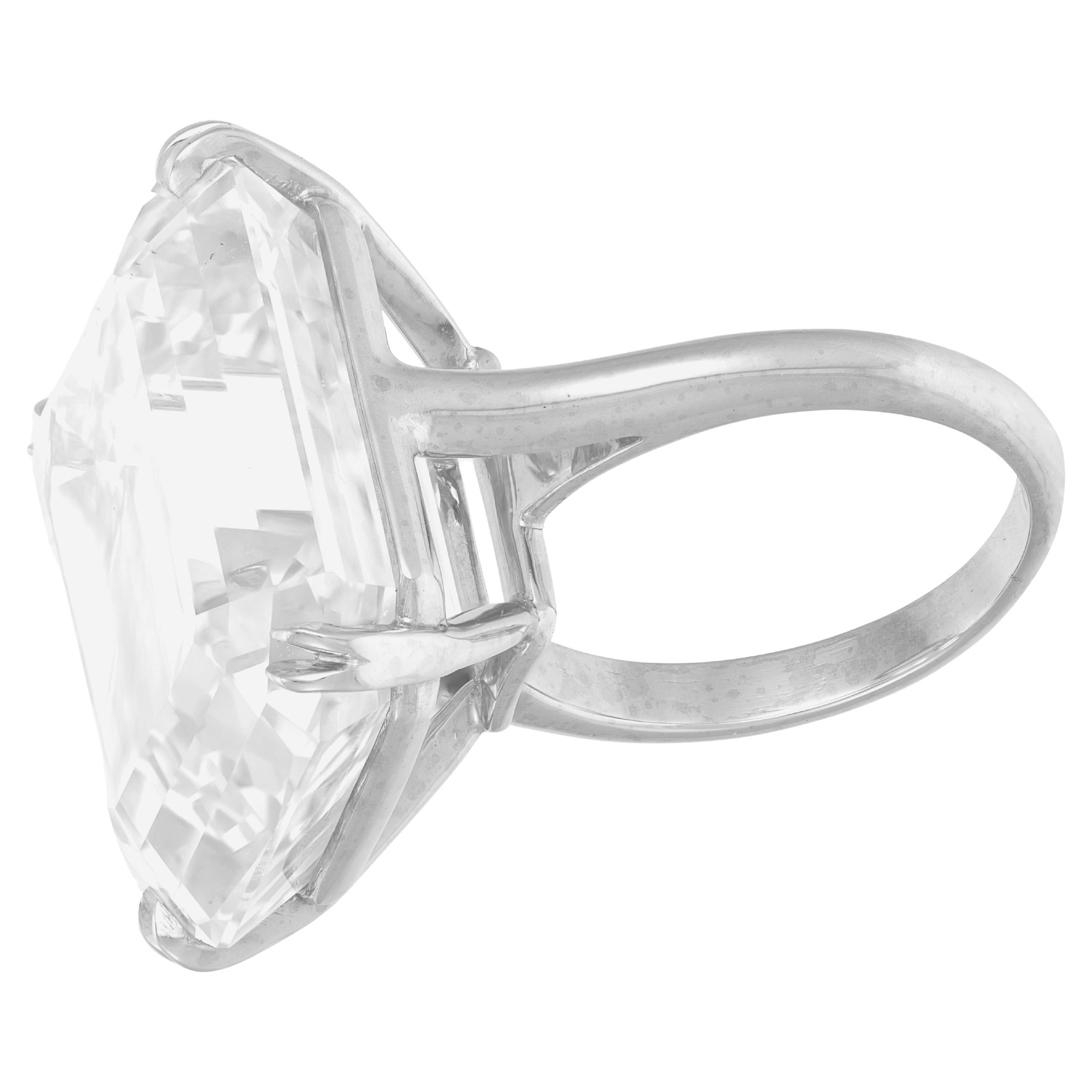 GIA Certifed 42 Carat Emerald Cut  Engagement Platinum Ring In New Condition For Sale In Chicago, IL