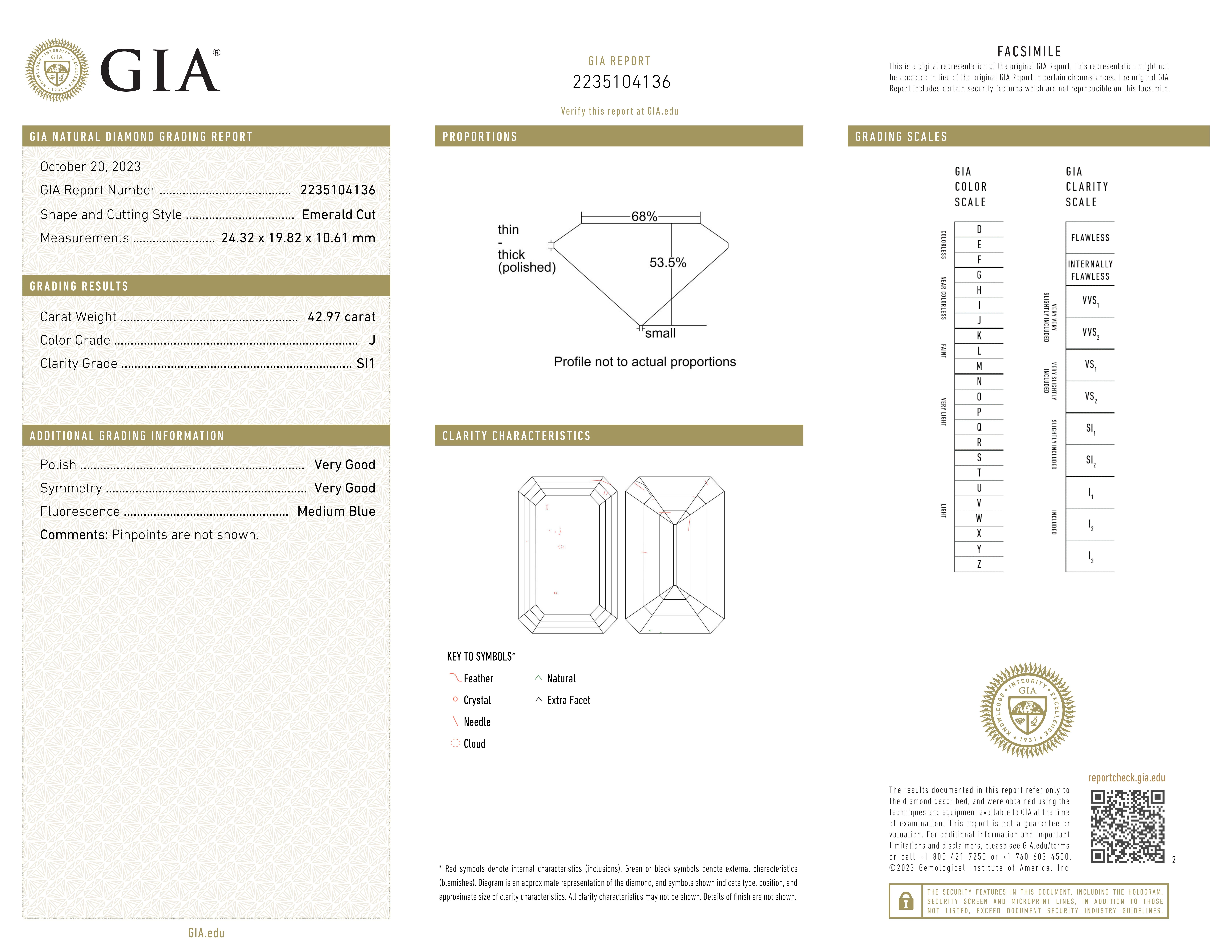 GIA-zertifizierter 52,55 Karat natürlicher Diamant im Smaragd-Schliff, gefasst in Platin im Angebot 1