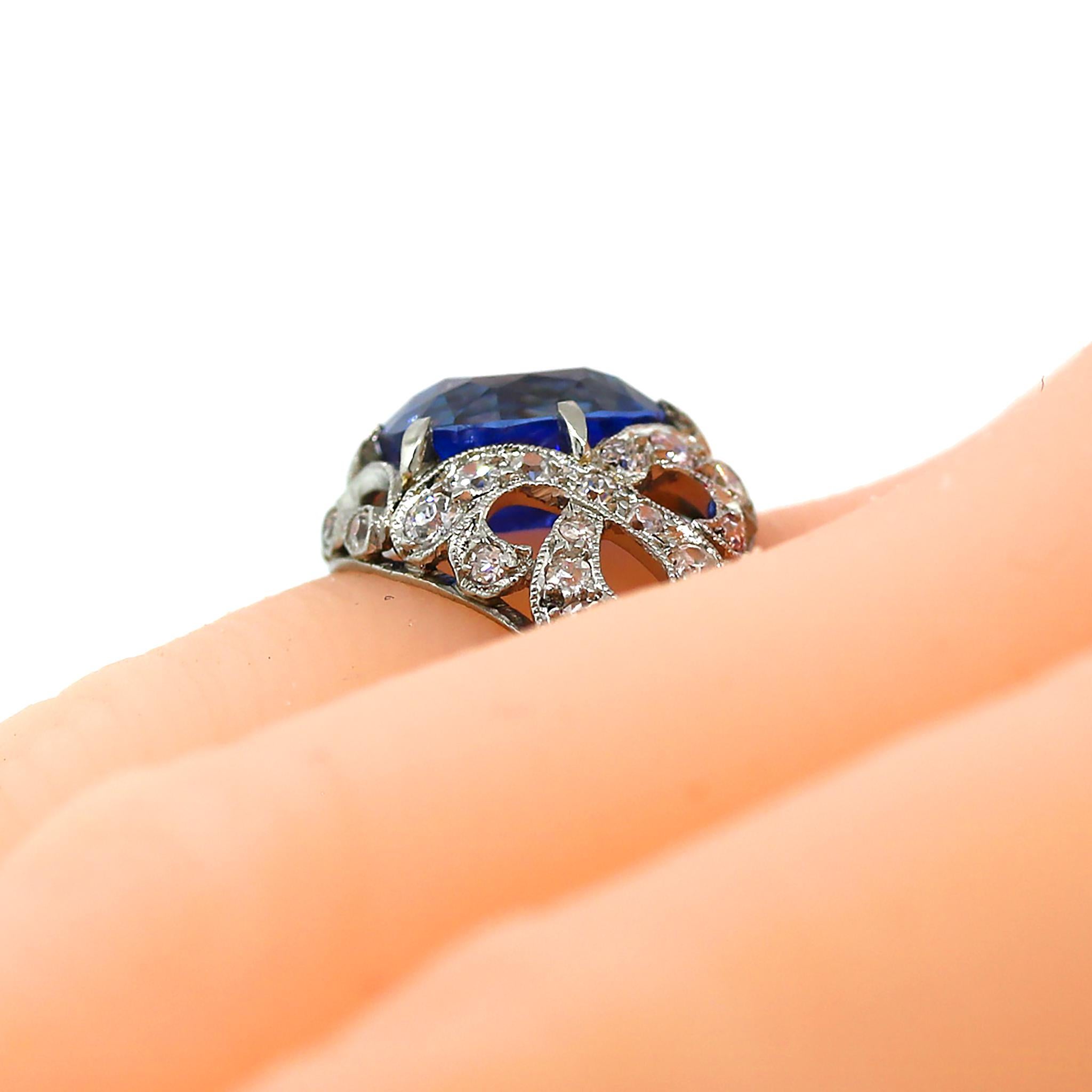 GIA-zertifizierter Vintage-Ring mit unbehandeltem natürlichem Saphir und Diamant im Angebot 3