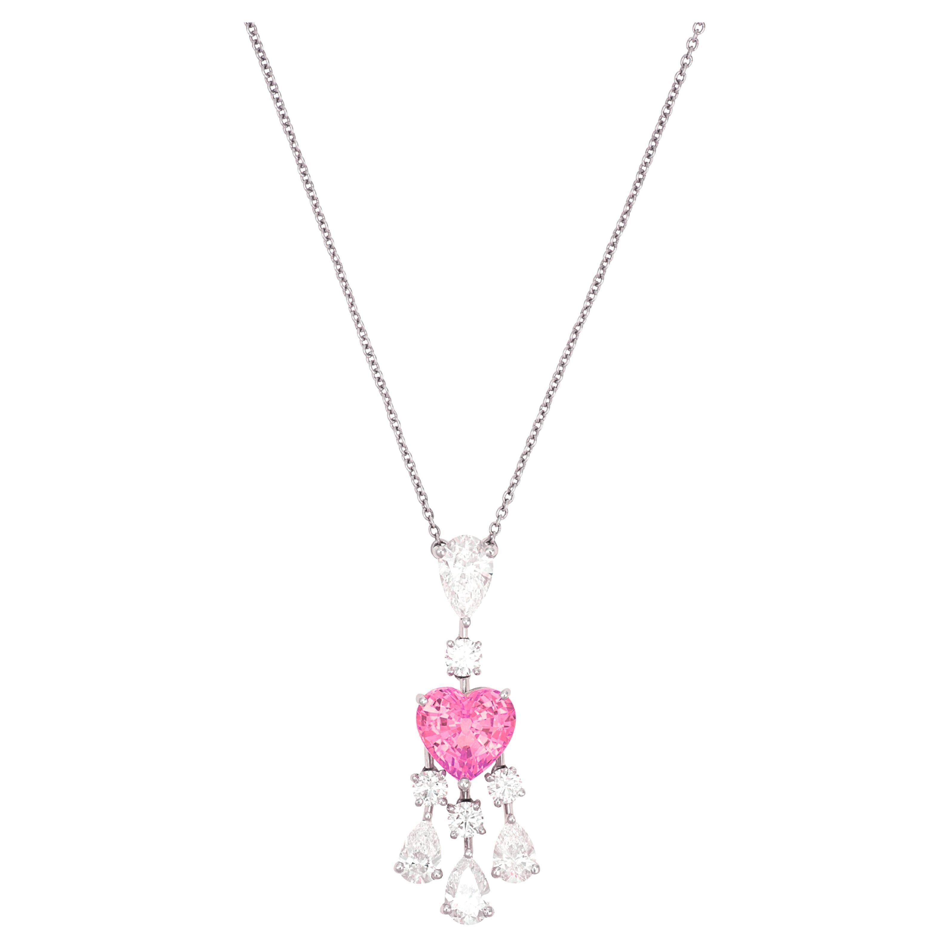 GIA Certiffied 1 Carat Fancy Pink Heart Shape Diamond Pendant Necklace