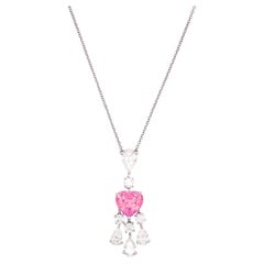 GIA Certiffied 1 Carat Fancy Pink Heart Shape Diamond Pendant Necklace