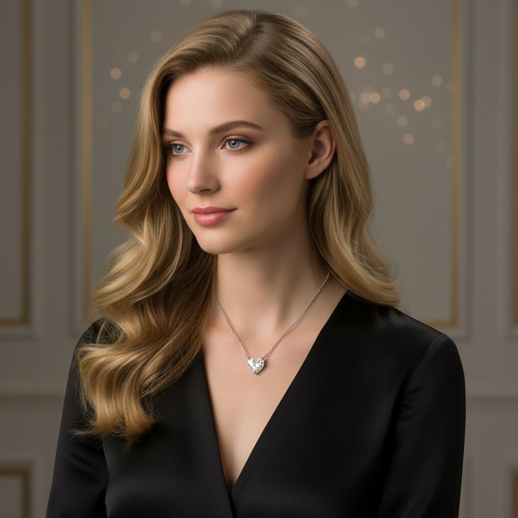 Contemporain Certifié GIA 1,59 carat  Collier à pendentif diamant en forme de cœur en vente