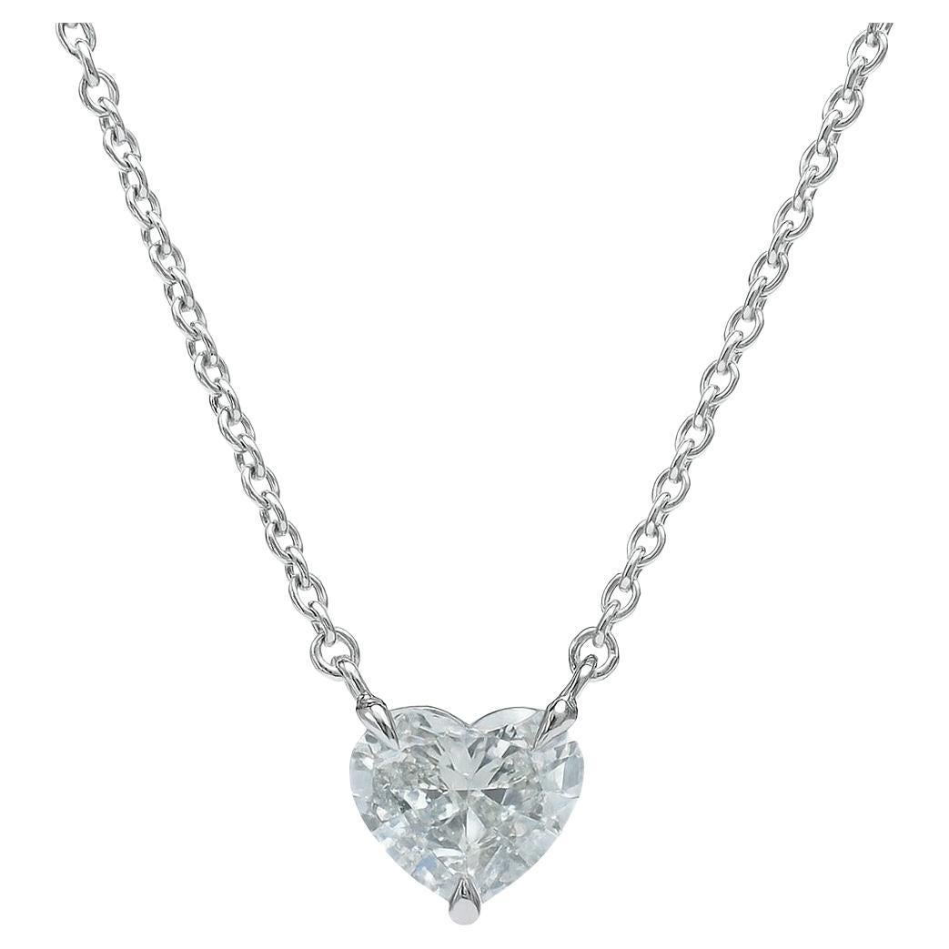 Certifié GIA 1,59 carat  Collier à pendentif diamant en forme de cœur