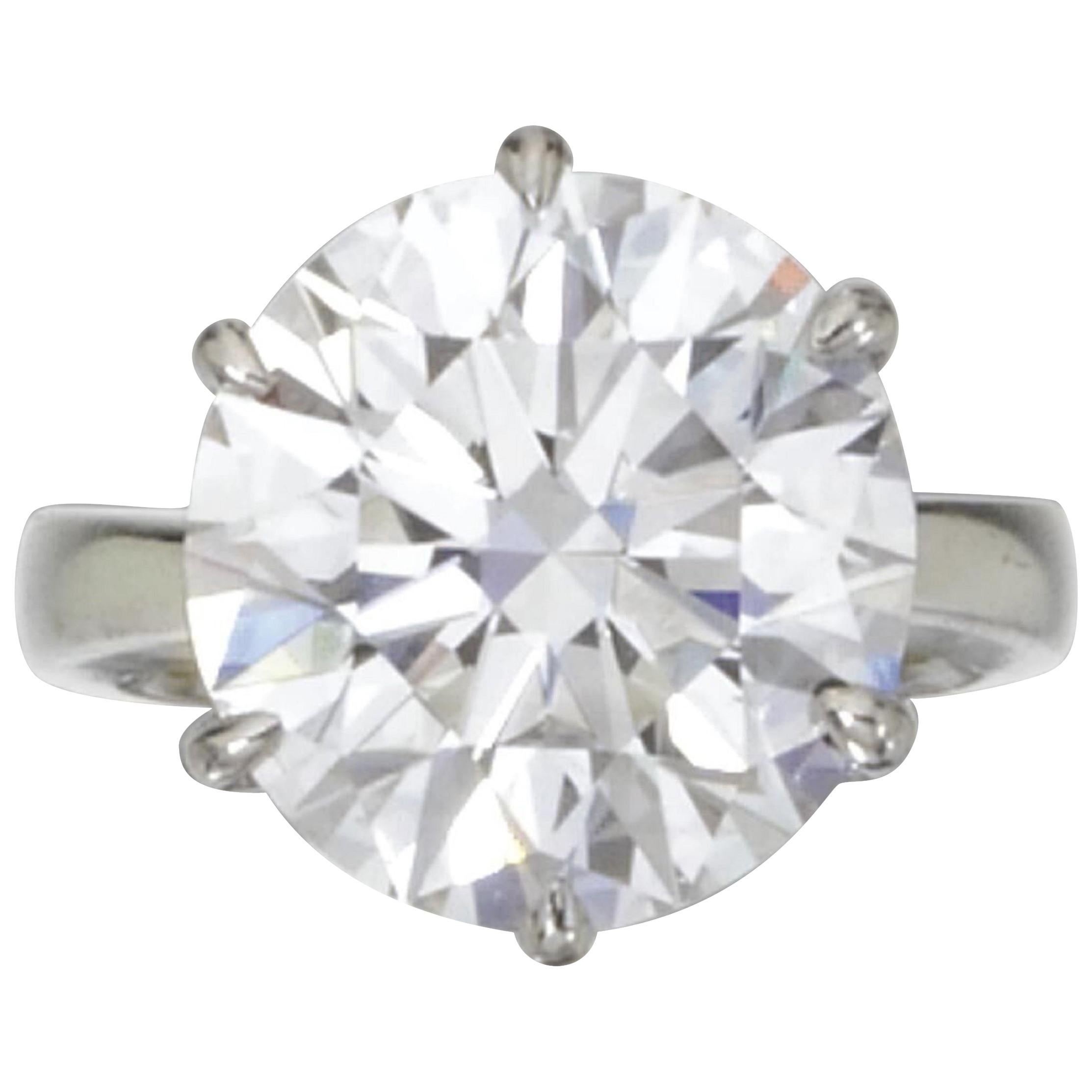 EGL Certiffied 4.67 Carat Round Brilliant Cut Diamond Platinum Ring