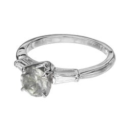 GIA 1.09 Carat Sapphire Diamond Platinum Three-stone Engagement Ring